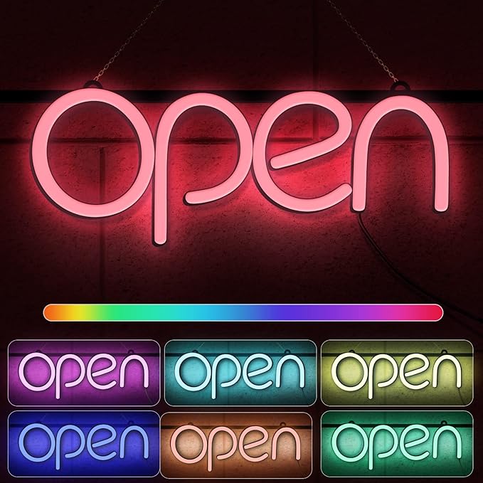 Tekstap Open LED Signs for Business Window, RGB